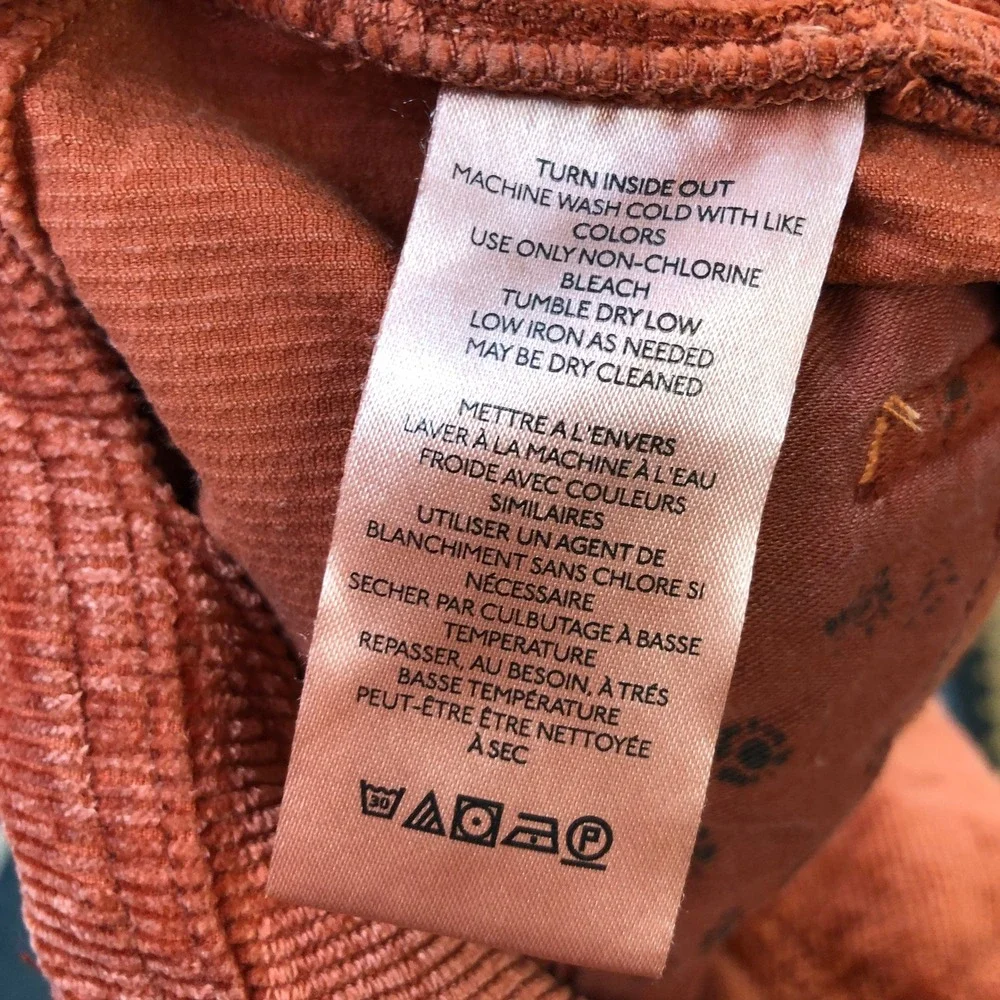 Anthropologie The Wanderer Overall Womens 28 Rust Orange Corduroy Distressed